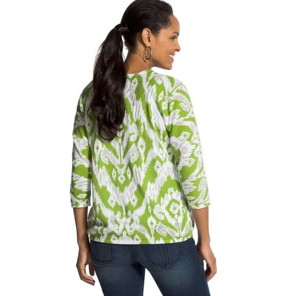 Chico's Cardigan Size 1 (8) Tianna Ikat Burnout Long Sleeve - Picture 2 of 16